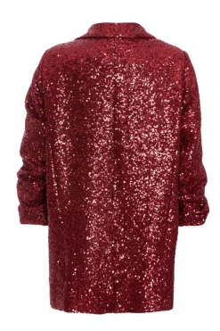Quiz Dark Red Sequin Ruched Blazer Outlet