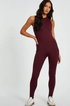 Quiz Dark Red Sleeveless Unitard Online