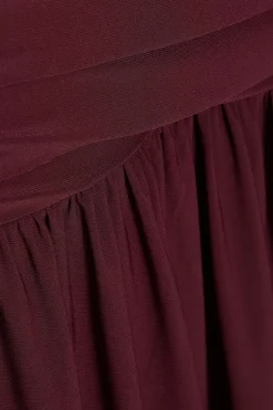 Quiz Dark Red Strapless Corsage Maxi Dress Hot