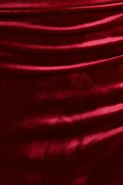 Quiz Dark Red Velvet Cowl Neck Maxi Dress Clearance