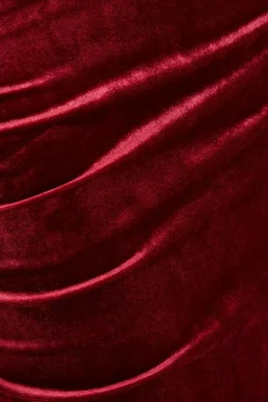 Quiz Dark Red Velvet Ruched Midi Dress Online