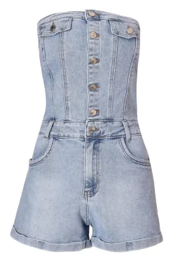 Quiz Denim Bandeau Playsuit