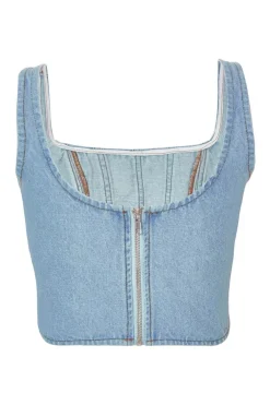 Quiz Denim Bow Detail Corset Top Hot