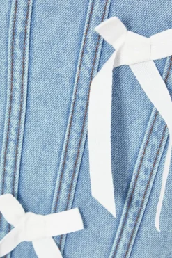 Quiz Denim Bow Detail Corset Top Hot