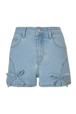 Quiz Denim Bow Detail Shorts Online