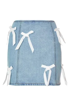 Quiz Denim Bow Detail Skirt Hot