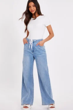Quiz Denim Drawstring Waist Jeans Discount