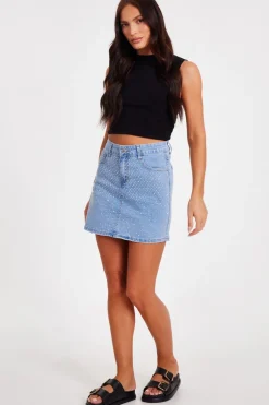 Quiz Denim Embellished Mini Skirt Best