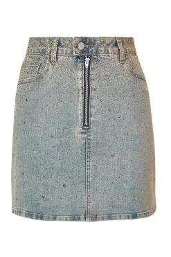 Quiz Denim Embellished Mini Skirt Sale