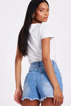Quiz Denim Embellished Shorts Online