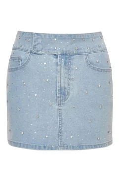 Quiz Denim Embellished Skirt Hot