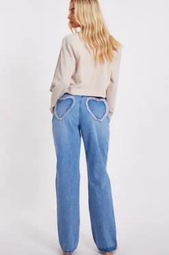 Quiz Denim Ruffle Heart Jeans Sale