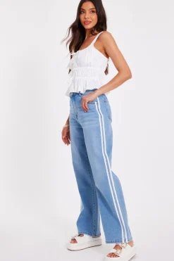 Quiz Denim Striped Side Jeans Online