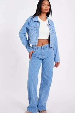 Quiz Denim Textured Wide Leg Jeans Best
