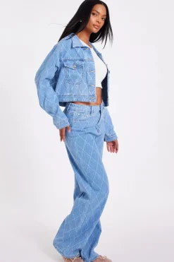 Quiz Denim Textured Wide Leg Jeans Best