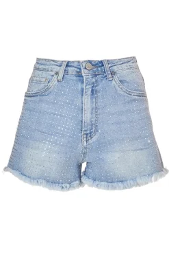 Quiz Diamante Embellished Denim Shorts Clearance