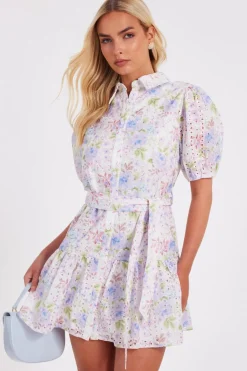 Quiz Embroidered Floral Shirt Dress Discount