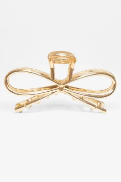 Quiz Bow Hair Claw Gold
