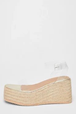 Quiz Clear Strap Wedges Gold Discount