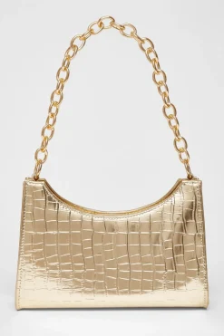 Quiz Croc Chain Strap Bag Gold New