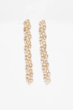 Quiz Gold Diamante Cluster Drop Earrings Best