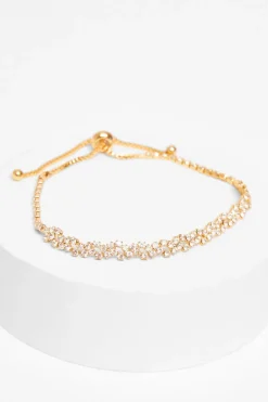 Quiz Gold Diamante Cluster Toggle Bracelet Sale