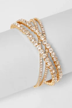 Quiz Diamante Cuff Bracelet Gold Hot