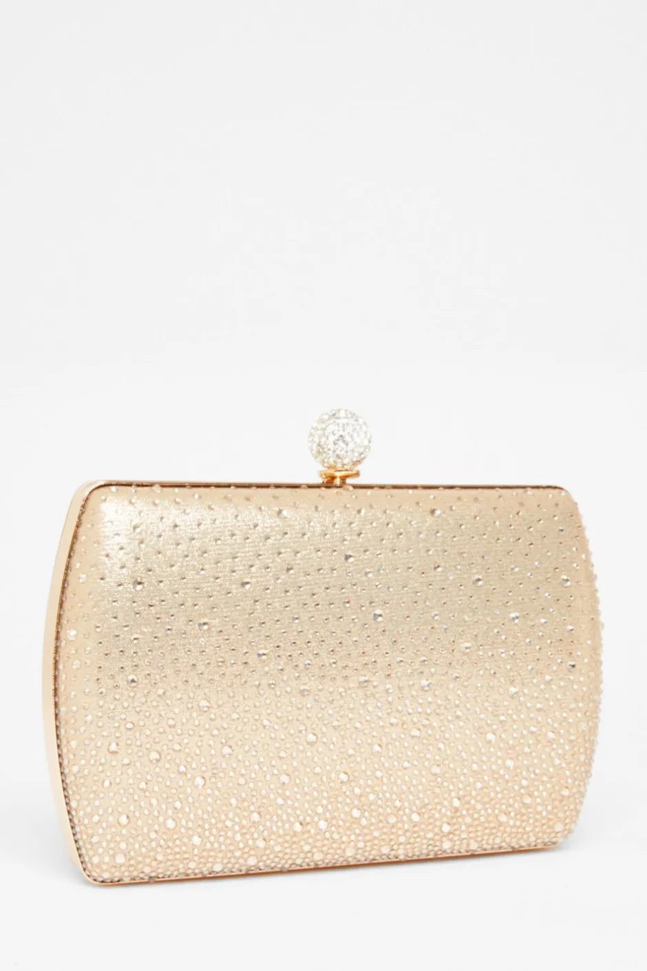 Quiz Diamante Curve Box Bag Gold Hot