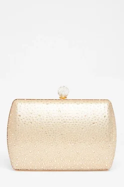 Quiz Diamante Curve Box Bag Gold Hot