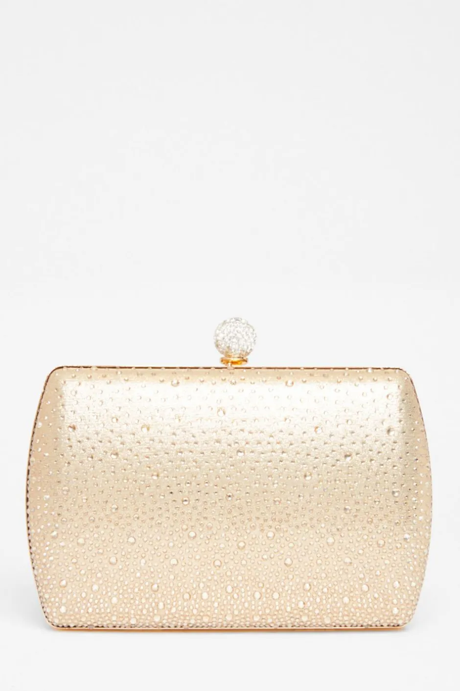 Quiz Diamante Curve Box Bag Gold Hot