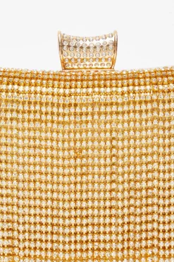 Quiz Gold Diamante Fringe Box Bag Outlet