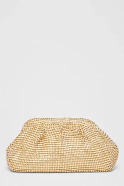 Quiz Diamante Gathered Pouch Bag Gold Discount