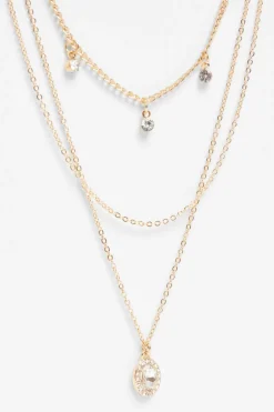 Quiz Diamante Jewel Layered Necklace Gold Best