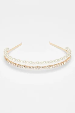 Quiz Gold Diamante Pearl Headband New