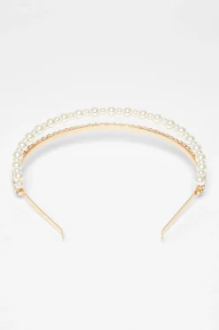 Quiz Gold Diamante Pearl Headband New