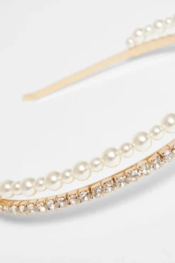 Quiz Gold Diamante Pearl Headband New