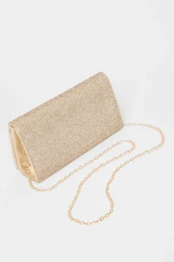 Quiz Gold Diamante Rectangle Clutch Outlet