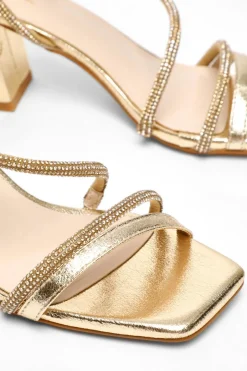 Quiz Gold Diamante Satin Heel Sandals Hot