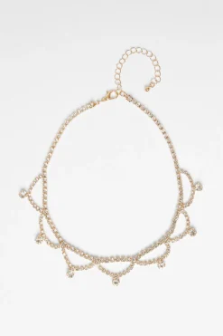 Quiz Diamante Scalloped Choker Gold Best