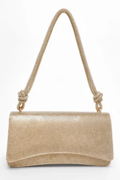 Quiz Gold Diamante Shoulder Bag Sale