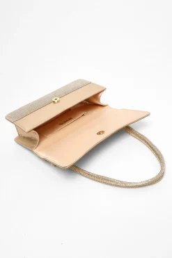Quiz Gold Diamante Shoulder Bag Sale
