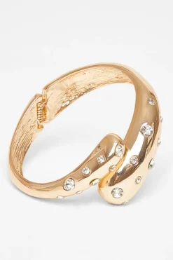 Quiz Gold Diamante Spiral Cuff Bracelet