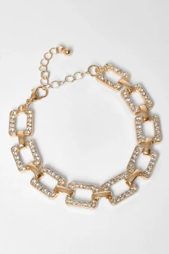 Quiz Gold Diamante Square Chain Bracelet Hot
