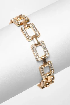 Quiz Gold Diamante Square Chain Bracelet Hot