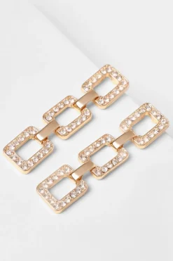 Quiz Gold Diamante Square Jewellery Set Outlet