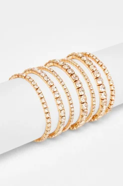 Quiz Gold Diamante Stacked Bracelet Hot