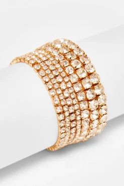 Quiz Gold Diamante Stacked Bracelet Hot