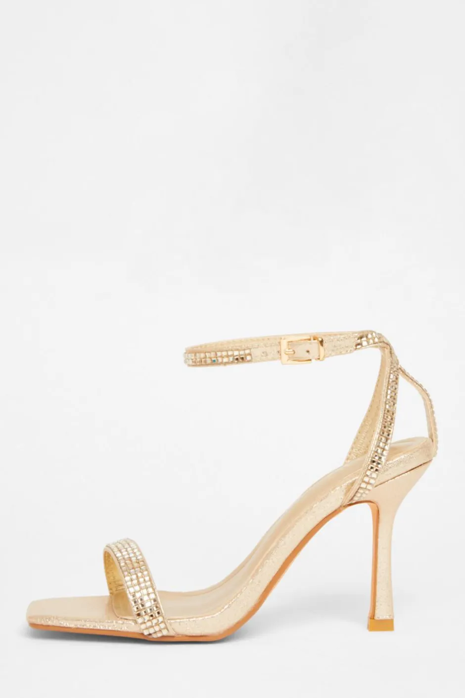 Quiz Diamante Strap Heels Gold Discount