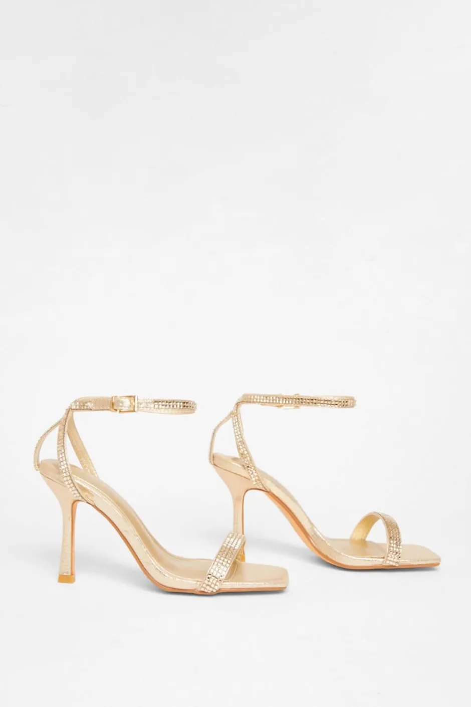 Quiz Diamante Strap Heels Gold Discount
