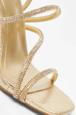 Quiz Diamante Strappy Heeled Sandals Gold Best